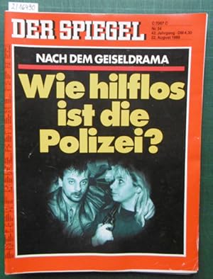 Bild des Verkufers fr Der Spiegel. Das deutsche Nachrichten-Magazin. 42. Jahrgang, Nr. 34 vom 22. August 1988. zum Verkauf von Versandantiquariat Trffelschwein