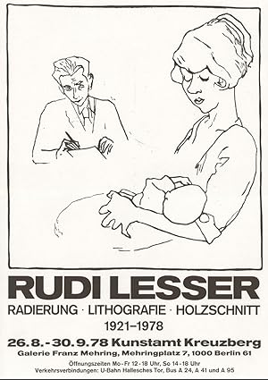 Rudi Lesser. Radierung Lithographie Holzschnitt. 1921 - 1978. Ausstellung in der Galerie Franz Me...
