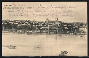 Carte postale Grandpré, inondation im Dezember 1914, vue générale vu du plan d´eau gesehen