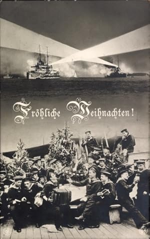 Ansichtskarte / Postkarte Glückwunsch Weihnachten, Deutsche Kriegsschiffe, Seeleute, MSP 93