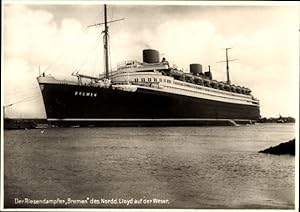 Ansichtskarte / Postkarte Riesendampfer Bremen auf der Weser, Dampfschiff, Norddeutscher Lloyd