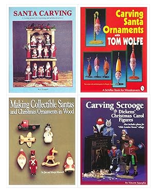 Bild des Verkufers fr Lot of 4 Christmas Wood Carving Books: Santa Carving, Carving Santa Ornaments with Tom Wolfe, Making Collectible Santas and Christmas Ornaments in Wood, Carving Scrooge zum Verkauf von The Denver Bookmark