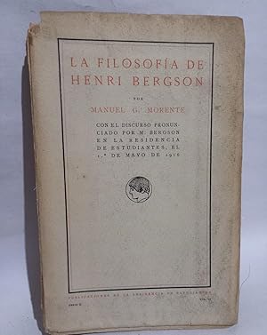 Bild des Verkufers fr La Filosofa de Henri Bergson - Primera edicin zum Verkauf von Libros de Ultramar Alicante