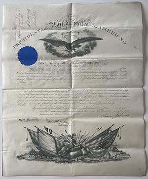 [President Andrew Johnson] Lot of 2 Presidential Signature Stamped Military Commissions for Breve...