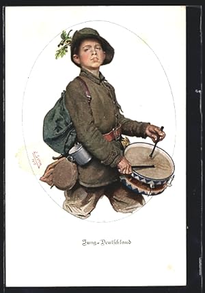 Seller image for Ansichtskarte Jung-Deutschland, Junge in Uniform mit Trommel for sale by Bartko-Reher