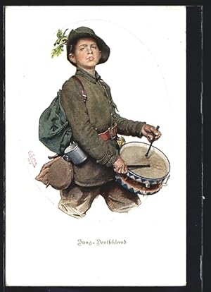 Seller image for Ansichtskarte Jung-Deutschland, Junge in Uniform mit Trommel for sale by Bartko-Reher