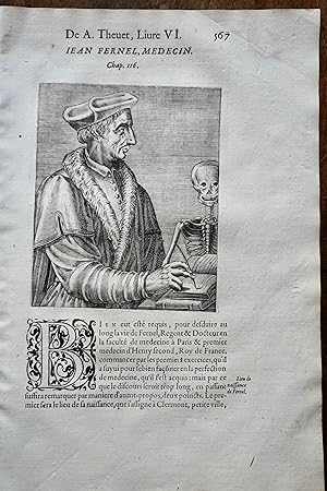 Image du vendeur pour FERNEL JEAN (1497-1558) , PORTRAIT ORIGINAL TIRE DE THEVET., 1584 MEDECIN mis en vente par A.T.