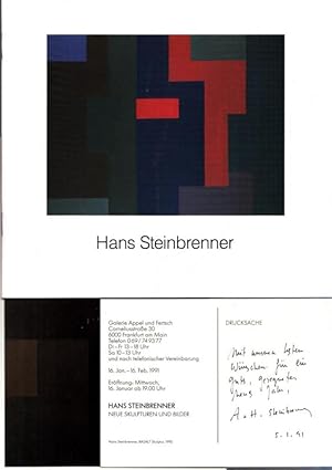 Bild des Verkufers fr Hans Steinbrenner - Skulpturen und Gemlde. Ausstellung 21.1. - 5.3.1988 Frankfurter Kunstkabinett Hanna Bekker vom Rath. zum Verkauf von Antiquariat Carl Wegner