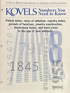 Seller image for Kovels - Numbers You Need to Know: A Special Report from Kovels on Antiques and Collectibles. Patent dates, rates of inflation, registry dates, periods of furniture, jewelry construction, dinnerware terms, and more clues to the age of your antiques. for sale by Mowrey Books and Ephemera