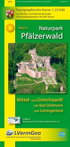 Bild des Verkufers fr Naturpark Pflzerwald /Mittel- und Unterhaardt mit Bad Drkheim und Leiningerland: Naturparkkarte 1:25 000 mit Wander- und Radwanderwegen: Mittel- und . Rheinland-Pfalz 1:15000 /1:25000) Naturparkkarte 1:25 000 mit Wander- und Radwanderwegen zum Verkauf von Antiquariat Mander Quell