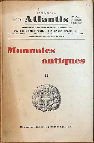 Revue Atlantis n°72 (21 juillet 1937) : Monnaies antiques. II.