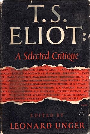 Imagen del vendedor de T. S. Eliot: a Selected Critique a la venta por Redux Books