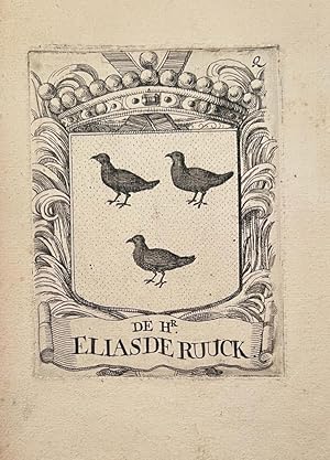 Wapenkaart/Coat of Arms: Black and white coat of arms Elias de Ruuck, 1 p.