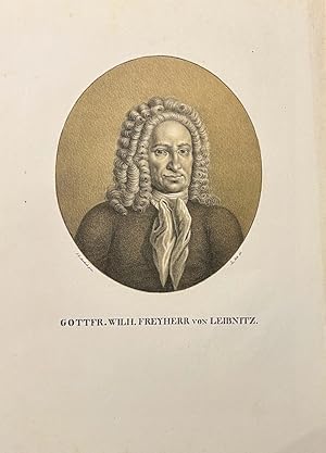 Rare original lithography ca 1900 | Portrait of mathematician and scientist Gottfried Wilhelm Lei...