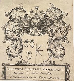 Wapenkaart/Coat of Arms: engraved coat of arms Johannes Assuerus Roosendael, 1 p.