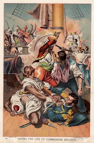 Saving the life of Commodore Decatur,1892 Historical Chromolithograph
