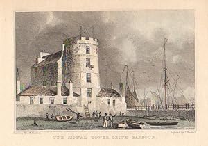 The Signal Tower or Mylne's Mill, Leith Harbour,1829 Colored Engraving