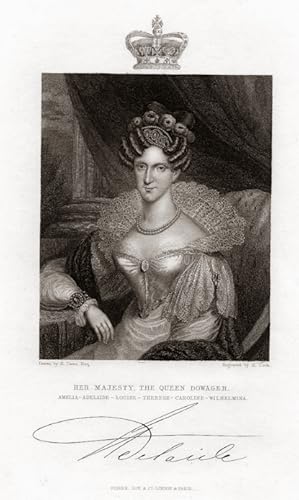 Queen Dowager ,Adelaide of Saxe-Meiningen,c1840s Portrait Engraving