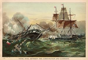 The Naval Duel between the USS Constitution and HMS Guerriere ,1892 Historical Chromolithograph
