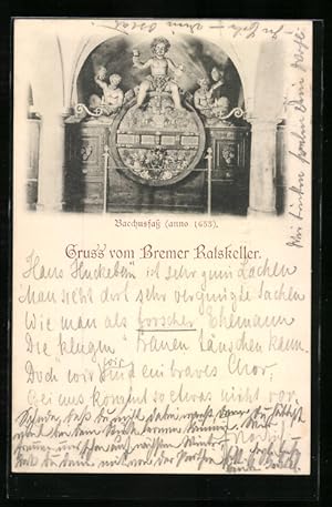 Bild des Verkufers fr Ansichtskarte Bremen, Rathskeller mit Bacchusfass zum Verkauf von Bartko-Reher