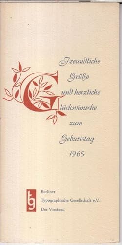 Bild des Verkufers fr Freundliche Gre und herzlichen Glckwnsche zum Geburtstag 1965. - Thema: Tierkreiszeichen. zum Verkauf von Antiquariat Carl Wegner