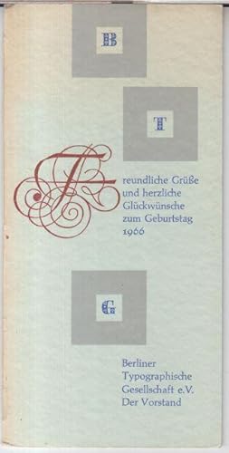 Image du vendeur pour Freundliche Gre und herzlichen Glckwnsche zum Geburtstag 1966. - Thema: Alphabet. - mis en vente par Antiquariat Carl Wegner