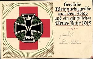 Ansichtskarte / Postkarte Frohe Weihnachten, Fröhliches Neujahr 1915, Eisernes Kreuz, Rotes Kreuz