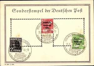 Briefmarken Ansichtskarte / Postkarte Sonderstempel der Deutschen Post, Gartenbau-Ausstellung Lei...