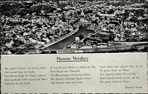 Bild des Verkufers fr Ansichtskarte / Postkarte Husum Nordsee, Fliegeraufnahme der Stadt, Gedicht von Theodor Storm zum Verkauf von akpool GmbH