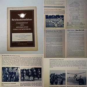 Seller image for Reichssturmfahne. Fhrerdienst der Hitlerjugend Wrttemberg. Ausgabe HJ Heft August 1942 / 43 * Hitlerjugend auf dem Kaiserberg im Schwabenland / Unserer Heimat - das Reich / Der berblick / Reichsschwimmtag der Hitlerjugend for sale by Galerie fr gegenstndliche Kunst