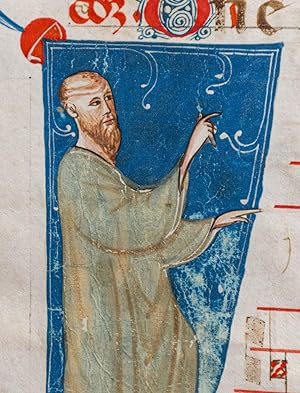 A Prophet in a historiated initial I on a cutting from a Gradual, in Latin, illuminated manuscrip...