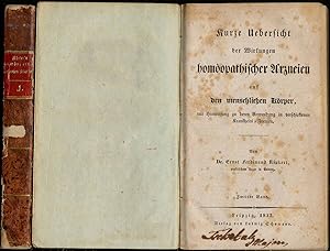 Kurze Uebersicht der Wirkungen homöopathischer Arzneien auf den menschlichen Körper mit Hinweisun...