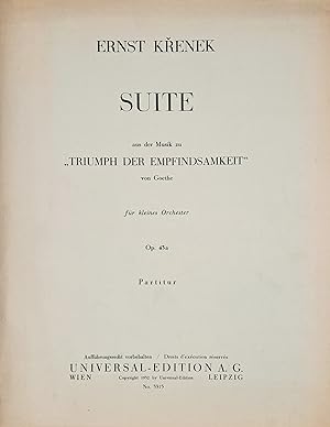 Imagen del vendedor de Suite aus der Musik zu "Triumph der Empfindsamkeit" von Goethe fr kleines Orchester Op. 43a. Partitur.m. Orchesterstimmen. a la venta por Musik-Antiquariat Heiner Rekeszus