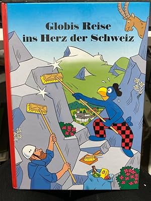 Bild des Verkufers fr Globis Reise ins Herz der Schweiz. Ein Anruf gengt und Globi kommt! Es werden wieder Felsen geputzt in Engelberg und Globi macht mit. So gert er in tolle Abenteuer. Globis Reise ins Herz der Schweiz fhrt ihn zuerst nach Luzern. Und hier fngt das Abenteuer auch gleich an. Schon seine Ankuft ist turbulent, findet doch genau heute das grosse Musikfest statt und die Stadt ist voller Besucher und musizierender und tanzender Leute. Nach einem kleinen Umweg schafft es Globi auf die Bahn nach Engelberg. Hier oben in der Bergwelt trifft er auf Freunde und Tiere, die ihn einen Teil des Wegs begleiten. Ob er Felsen putzt, ein abgestrztes Klbchen rettet, mit einem Lastesel unterwegs ist, oder einem Adler die Vorliebe fr Murmeltiere absprechen mchte, ihm fllt immer etwas ein, und sein Entdeckergeist wird nie mde. Ob der Adler und er sich wohl einig werden? Globi, wie er leibt und lebt, nimmt die Kinder mit auf luftige Ausflge, tolle Abfahrten und zu lustigen Begegnungen. zum Verkauf von bookmarathon