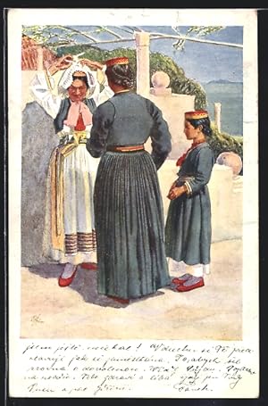 Imagen del vendedor de Knstler-Ansichtskarte A. Kaspar, Dubrovnik, Types des environs de Ragusa, Jugoslawien a la venta por Bartko-Reher