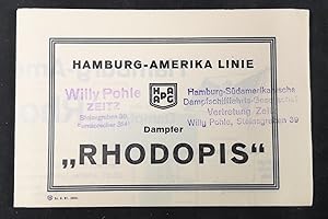 Bild des Verkufers fr Hamburg-Amerika Linie: Dampfer "Rhodopis". zum Verkauf von ANTIQUARIAT Franke BRUDDENBOOKS