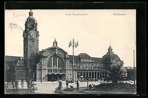 Bild des Verkufers fr Ansichtskarte Wiesbaden, Neuer Hauptbahnhof zum Verkauf von Bartko-Reher