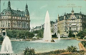 Ansichtskarte (b168) Nordrhein-Westfalen Köln Partie am Deutschen Ring 1909 Springbrunnen