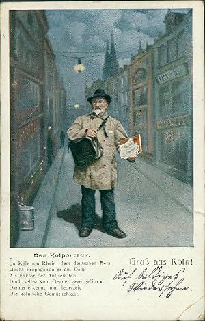 Ansichtskarte (b168) Nordrhein-Westfalen Gruß aus Köln Kolporteur 1910