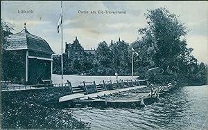 Ansichtskarte (b167) Lübeck Partie am Elb-Trave-Kanal um 1910