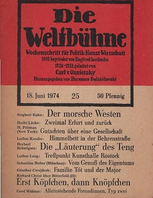 Bild des Verkufers fr Die Weltbhne. Wochenschrift fr Politik / Kunst / Wirtschaft. Heft 25. [u.a.] S. Kahn : Der morsche Westen zum Verkauf von Schrmann und Kiewning GbR