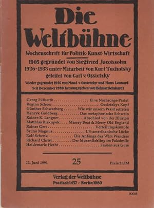 Bild des Verkufers fr Die Weltbhne. Wochenschrift fr Politik / Kunst / Wirtschaft. Heft 25. zum Verkauf von Schrmann und Kiewning GbR