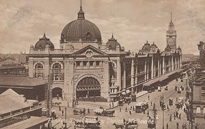 Flinders Street Railway Station Melbourne Australia Old Postcard