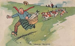 The Wrong Scent Tom Brown Old Dogs Rare Fox Hunting Comic Postcard