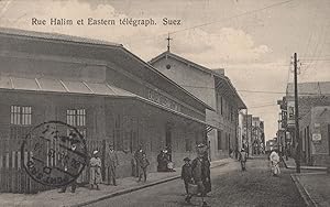 Rue Halim Et Eastern Telegraph Suez Egypt Antique Postcard