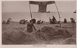 Novelty In Sand Giant Flag Bournemouth Beach RPC Old Postcard