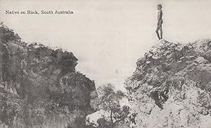 Naked Native On Rock South Australia Antique Postcard