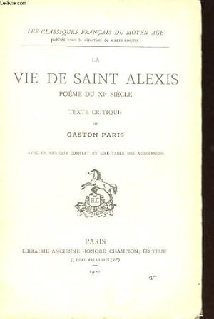 Bild des Verkufers fr La vie de saint alexis - poeme du xi siecle zum Verkauf von Ammareal