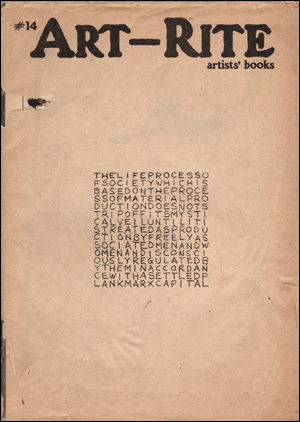 Bild des Verkufers fr Art-Rite, No. 14 (Winter 1976 - 1977) Artists' Books zum Verkauf von Specific Object / David Platzker