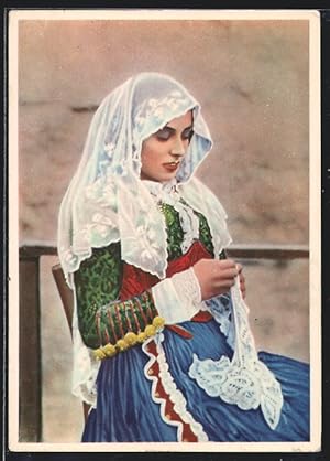 Cartolina Hübsche junge Frau in der Tracht von Osilo